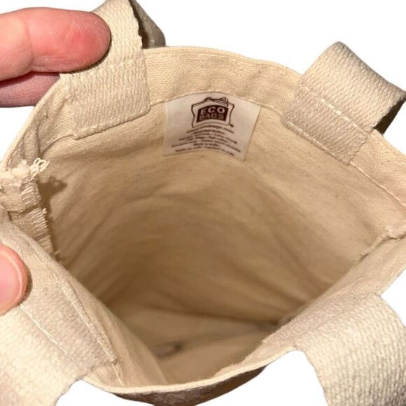 *NEW* Eco Bags Cream Canvas Graphic Print Double Strap Reusable Tote/Wine Bag - Picture 6 of 7